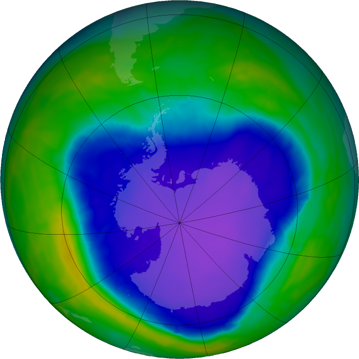 Antarctic ozone map for 05 October 2015